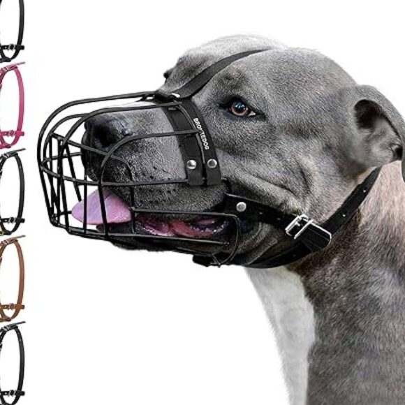 BRONZEDOG Pitbull Dog Metal Basket Muzzle (One Size For 40-85lb Dogs) Used - Picture 1 of 1